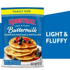 Krusteaz Complete Buttermilk Pancake and Waffle Mix, Light & Fluffy, 5 lb Bag, Pack of 2