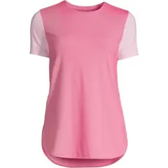 Lands' End Women's Moisture Wicking UPF Sun Short Sleeve Curved Hem Tunic Top-Print