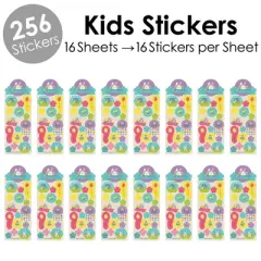 Big Dot of Happiness Hippity Hoppity - Easter Bunny Party Favor Kids Stickers - 16 Sheets - 256 Stickers