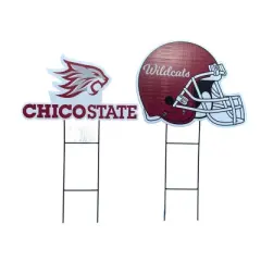 NCAA Cal State Chico Wildcats 2pk Logo and Helmet Garden Stake Set