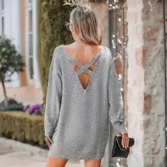 Women's Heathered Knit Mini Sweater Dress - Cupshe