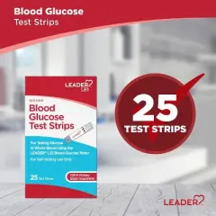 Leader Blood Glucose Test Strips, 25 Count