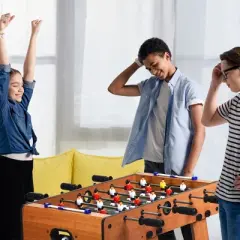 Costway Foldable Foosball Table, 27'' Soccer Table Game Freestanding Football Game Set for Kids and Adults