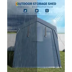 Acekool Outdoor Storage Shed &ndash; Heavy Duty Waterproof Carport with Dual Zipper Doors, Vent Windows for Bike, Tools