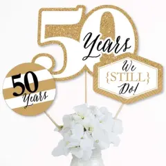 Big Dot of Happiness We Still Do - 50th Wedding Anniversary - Anniversary Party Centerpiece Sticks - Table Toppers - Set of 15