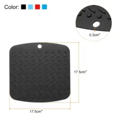 Unique Bargains Flexible Durable Non-Slip Silicone Trivet Mat Black/Red/Blue/Light Blue 4 Pcs