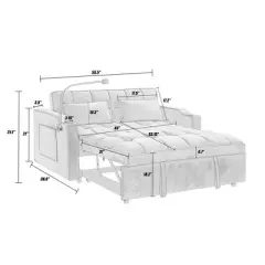 MYINDA Velvet Multifunctional Folding Sofa Bed with Adjustable Backrest, USB Port, Cup Holder and Cell Phone Holder