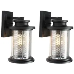 Queren 7.67" Outdoor Sconce (Set of 2) - PLT7024 - Black - Safavieh
