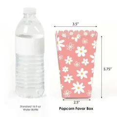 Big Dot of Happiness Pink Daisy Flowers - Floral Party Favor Popcorn Treat Boxes - Set of 12