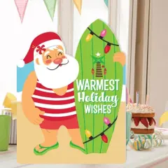 Big Dot of Happiness Tropical Christmas - Beach Santa Warm Wishes Giant Greeting Card - Big Shaped Jumborific Card - 16.5 x 22 inches