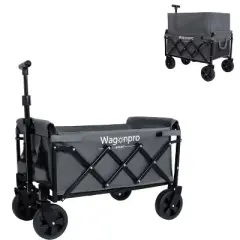 Expandable Dual-Layer Utility Wagon with 100% Extra Space - Grocery CartGray