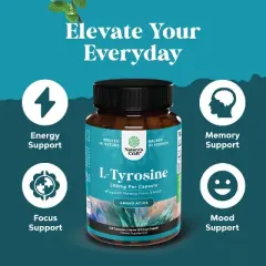 L-Tyrosine Capsule, High Strength L-Tyrosine Supplement for Mental Energy, Mood, Focus, Attention & Cognition, Nature's Craft, 120ct