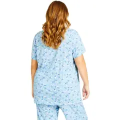 Women's Plus Size Bunny Button Up Sleep Top - blue bunny| AVENUE