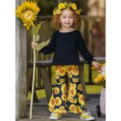 Girls Sunflower Power Bell Bottom Set - Mia Belle Girls
