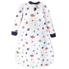 Hudson Baby Infant Boy Premium Quilted Long Sleeve Sleeping Bag and Wearable Blanket, Space
