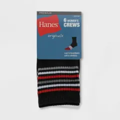 Hanes Originals Women's 6pk Crew Socks - Gray/Black/White 5-9