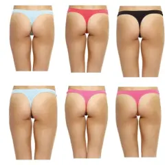 Just Intimates Laser Cut Thongs Panties for Women  Underwear (Pack of 6)