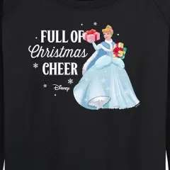 Women's - Disney - Full Of Christmas Cheer Cinderella Lightweight French Terry Wide Neck Long Sleeve Graphic Shirt