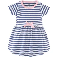 Touched by Nature Baby and Toddler Girl Organic Cotton Short-Sleeve Dresses 2pk, Rose and Berries