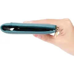 Wikineon Slim Wallet for Women Rfid Blocking Credit Card Holder with Zip Pocket Bifold Vegan Pebble Leather Blue