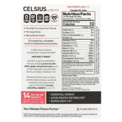 Celsius Live Fit, Watermelon Ice, 14 On-The-Go-Packets, 0.18 oz (5.08 g) Each