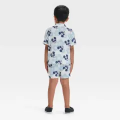 Toddler Boys' 2pc Mickey Mouse Woven Gauze Button-Up Top & Shorts Set - Blue