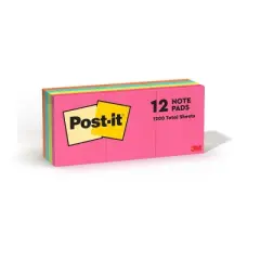 Post-it 12pk Sticky Notes 1.5"x2" Poptimistic Collection: Multicolored Paper, 100 Sheets, Art & Design Theme