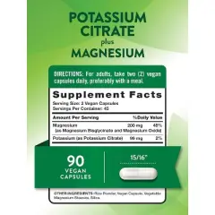 Nature's Truth Potassium Magnesium Citrate Capsules | 90 Count