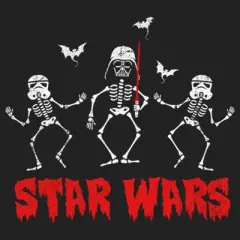 Junior's Star Wars Halloween Vader Skeletons Festival Muscle Tee