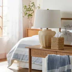 Faceted Ceramic Table Lamp Taupe/Cream (Includes LED Light Bulb) - Hearth & Hand&trade; with Magnolia