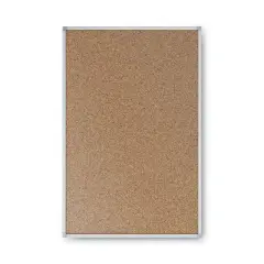 Mead Economy Cork Board with Aluminum Frame, 24 x 18, Tan Surface, Silver Aluminum Frame