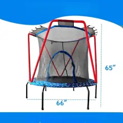 DSVIMOY Trampoline, Kids Trampoline with Heighten Net, Indoor Outdoor Recreational Trampoline, Red, 66"*66"*65"