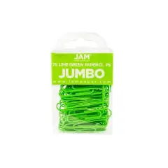 JAM Paper Jumbo Paper Clips Lime Green 3/Pack (21830627B)