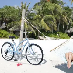 YONWAY 26 Inch Beach Cruiser Bike, 7 Speed Cruiser Bike with High Carbon Steel Dual V-Brakes Commuter Bike for Women Men