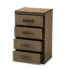 Owen Fabric Upholstered 4 Drawer Accent Storage Cabinet Brown - Baxton Studio