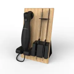 Electric Carving Knife Set - 2 Stainless-Steel Blades, Comfort Grip Handle, and Wood Storage Block for Slicing Bread, Meat and More by Classic Cuisine