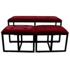 Tufted Metal Bench with 2 Seating Red - Ore International