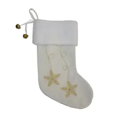 Season's Designs 20In White Stocking W/ Silver/ Gold Desi