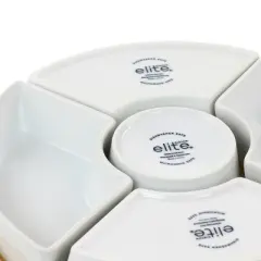 Gibson Elite Gracious Dining 6 Piece Tidbit Dish Set with Rotating Wood Base