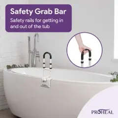 Adjustable Bathtub Grab Bar for Seniors and Fall Risk Patients - Safety Handle Rail for Fall Prevention - Universal Clamp On Bar