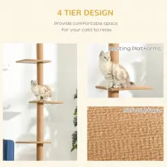 Multipet Floor-to-Ceiling Cat Tree Cat Climbing Tower with Sisal-Covered Scratching Posts