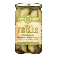 Yee-Haw Pickle Co. No Frills Dills Pickle Spears - Case of 6/24 oz