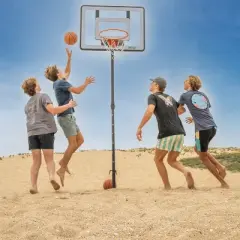 GoSports Post Up Portable Beach Basketball Hoop for Kids and Adults - Play on Grass or Sand - Includes 2 Basketballs, Pump and Accessories Tote