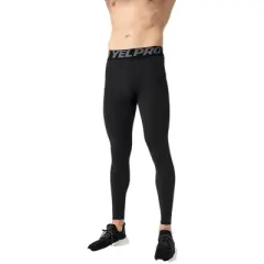 Anna-Kaci Active Men's Full Length Compression Leggings with Wide Waistband and Moisture-Wicking Stretch Fabric