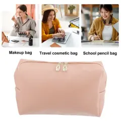 Unique Bargains PU Leather Waterproof Makeup Bag Cosmetic Case Makeup Bag for Female S Size Pink 1 Pcs