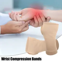 Unique Bargains Pair Wrist Support Compression Sleeves Elastic Thin Wrist Brace for Women and Men