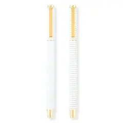 Sugar Paper Essentials 2pk Ballpoint Pen Black Ink White and Gold: 1.0mm Point, Art & Stationery, Office Gifts, 5.5" Length