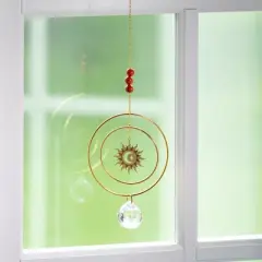 Woodstock Chimes Suncatcher Radiating Sun, Red Stone 12"