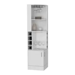 YOOCOZZ Wine Bar Cabinet Papprika, 8 Wine Cubbies, Double Door - White Finish