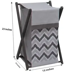 Bacati - MixNMatch Gray Laundry Hamper with Wooden Frame